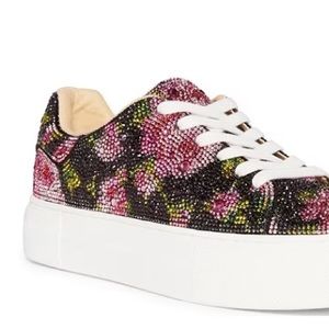 Blue by Betsey Johnson, Sidny floral rhinestone platform lace up sneakers